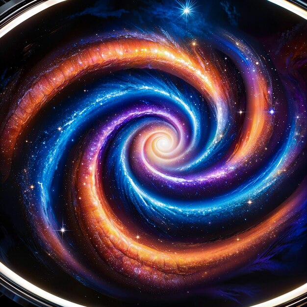 A vibrant spiral galaxy against a cosmic background