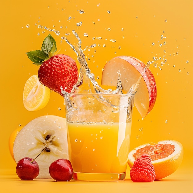 Vibrant Splash of Fresh Fruit Juices