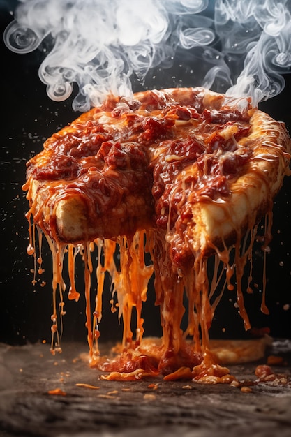 Vibrant Splashes of Flavorful Exploding Pizza Detailed CloseUp Food Photography at its Finest