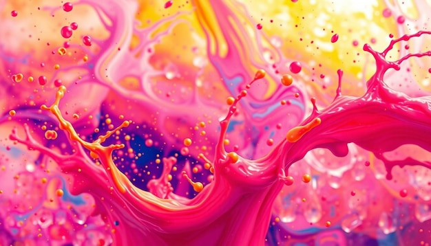 Vibrant splashing paint with droplets colorful backgrounds