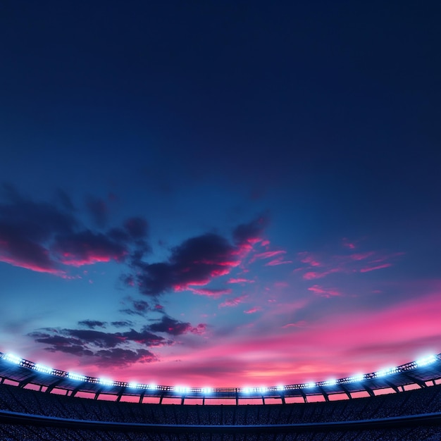 Vibrant Stadium Lights Panoramic View at Dusk