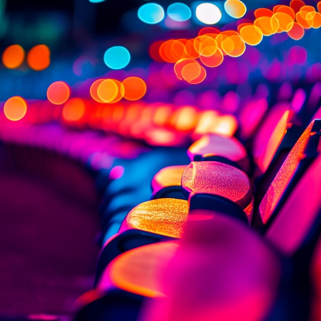 Photo vibrant stadium seats illuminated with energetic lighting