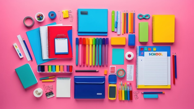 Photo vibrant stationary collection ideal for school and creative projects