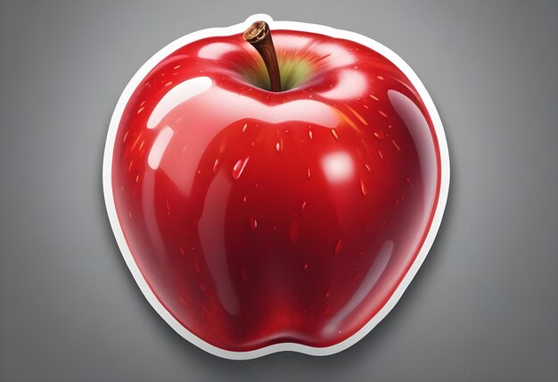 Photo vibrant sticker of a red apple with a glossy finish