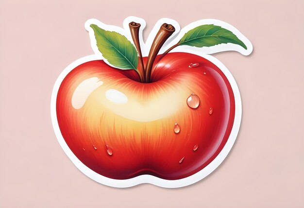 vibrant sticker of a red apple with a glossy finish