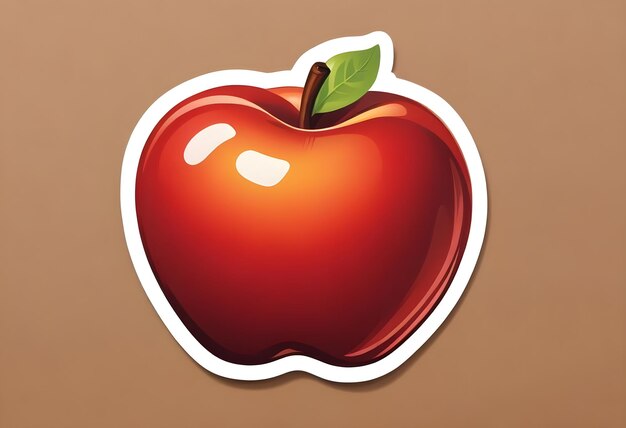 vibrant sticker of a red apple with a glossy finish