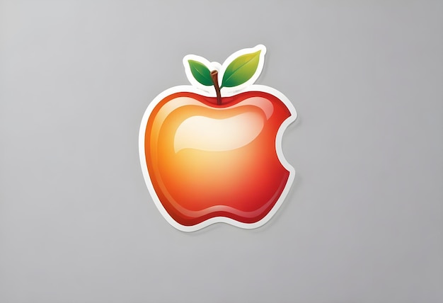 Photo vibrant sticker of a red apple with a glossy finish