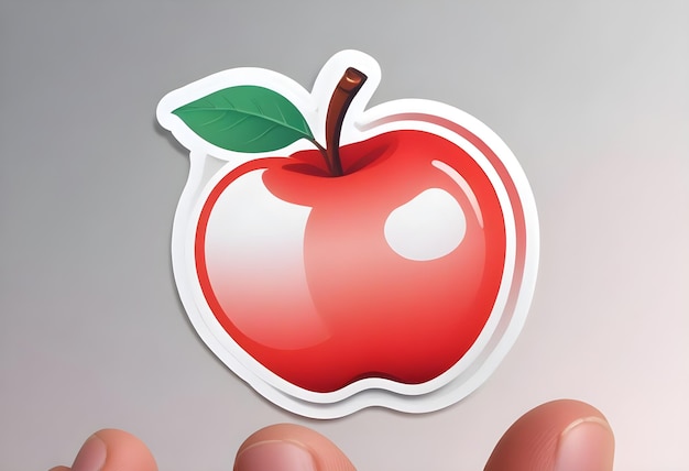 vibrant sticker of a red apple with a glossy finish