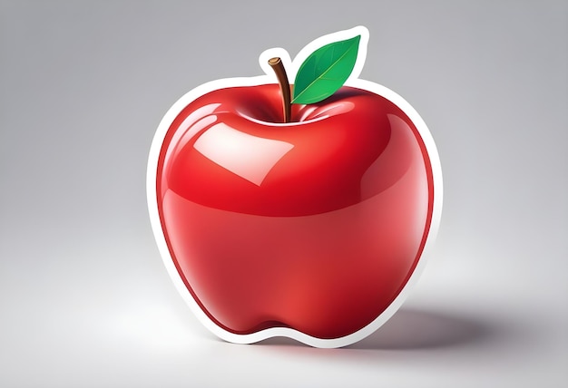 vibrant sticker of a red apple with a glossy finish