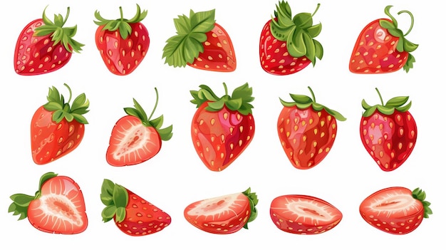 Vibrant Strawberries on transparent background