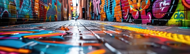 Photo vibrant street art in melbourne laneways