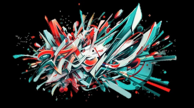 Photo vibrant street art mural showcasing dynamic graffiti style