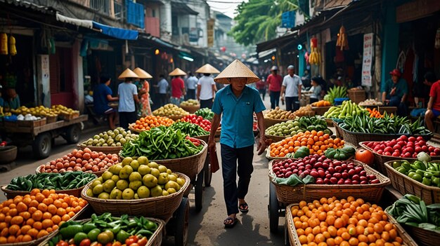 Vibrant Street Market Vietnam