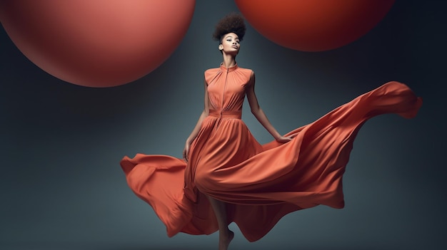 A vibrant studio portrait of a person in colorful clothing