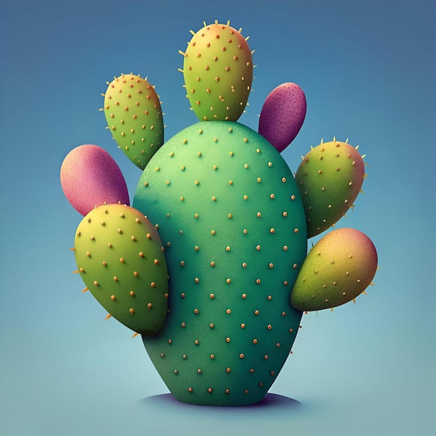 A vibrant and stylized prickly pear cactus with a captivating design perfect for adding a touch of nature and whimsy to your projects