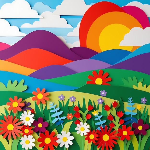 Photo vibrant summer flower fields generative ai illustration