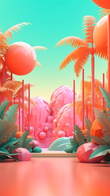 Vibrant Summer Themed 3D Abstract Background