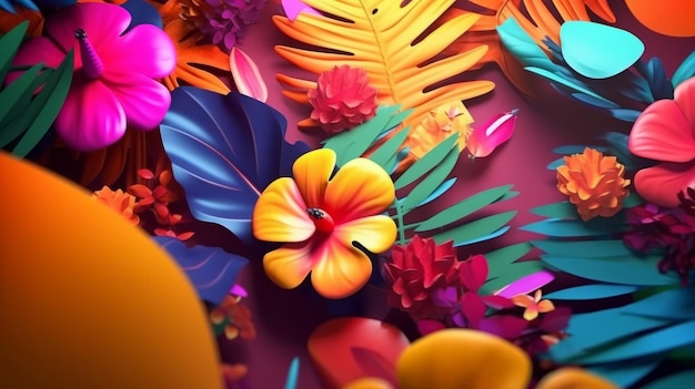 Vibrant Summer Themed 3D Abstract Background