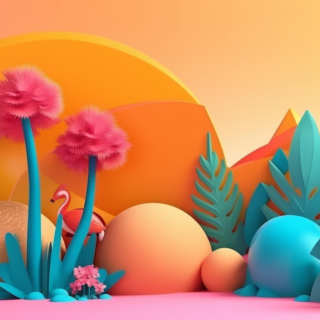 Vibrant Summer Themed 3D Abstract Background