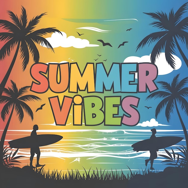 Photo a vibrant summer vibes typography tshirt design