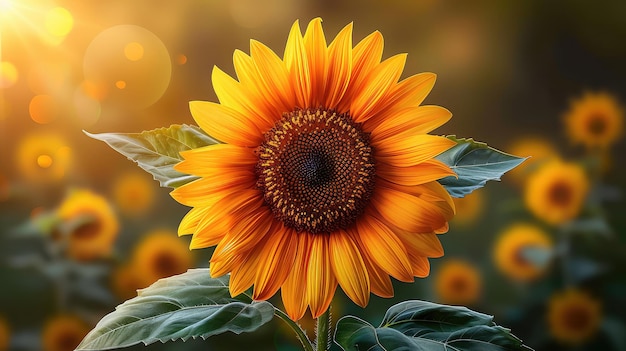 Vibrant Sunflower Illustration Detailed Petals and Leaves on a Transparent Background Ideal for Various Design Projects