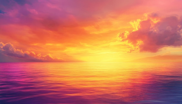 Photo vibrant sunset background over calm ocean with shadows