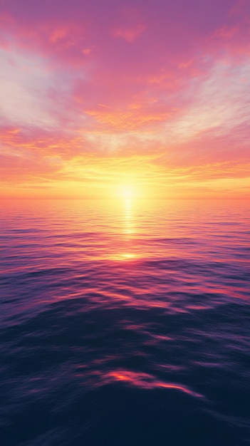 Photo vibrant sunset background over calm ocean with shadows