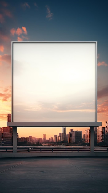 Vibrant sunset forming a fiery backdrop for a blank billboard frame perfect for bold advertising