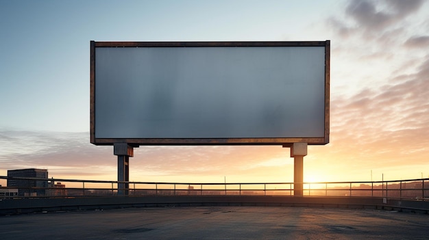 Vibrant sunset forming a fiery backdrop for a blank billboard frame perfect for bold advertising