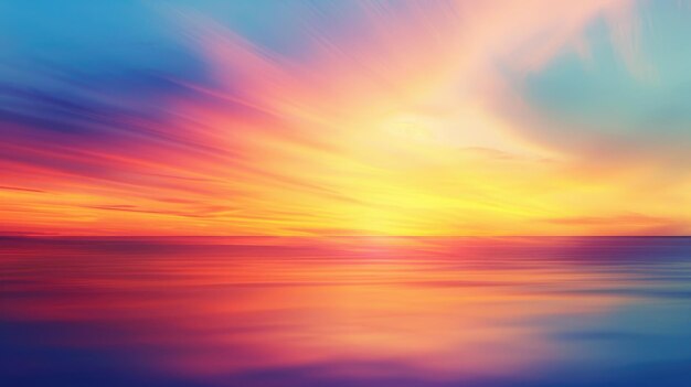 Photo vibrant sunset sky over calm ocean water abstract gradient landscape aig51