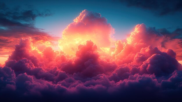 A vibrant sunset sky filled with pink and orange clouds