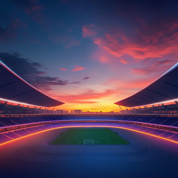 Vibrant Sunset View at Stadium Soccer Field