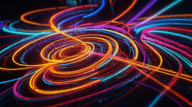 Photo vibrant swirl of neon lights