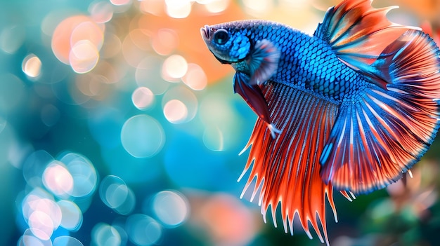 Vibrant Symphony of a Siamese Fighting Fish39s Tail An Underwater Explosion of Iridescent Blues and