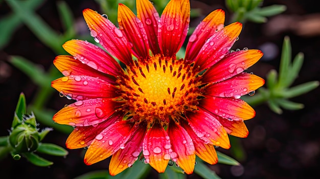 Vibrant Texas Indian Blanket Flower Isolated Lone Summer Floral with Bright Colours and Sunny