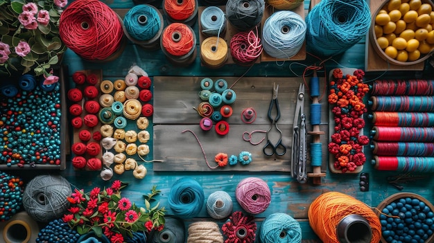 Photo vibrant textile supplies at the fabric shop