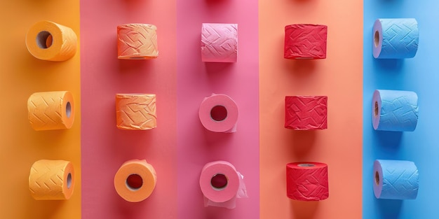 Vibrant Toilet Paper Cascade