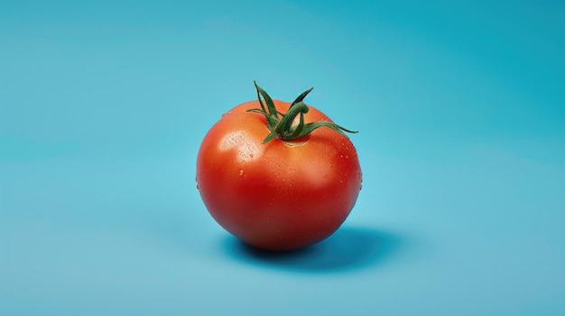 Photo vibrant tomato against clear blue