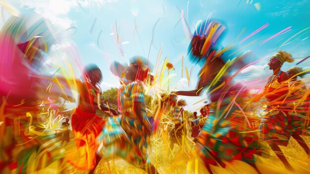 Photo vibrant traditional african dance celebration outdoors ethiopian new year