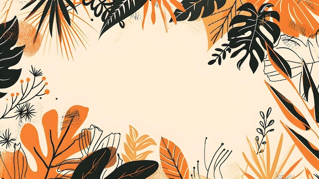 Vibrant Tropical Foliage and Artisanal Crafts in Warm Color Palette for Hispanic Heritage Month Background