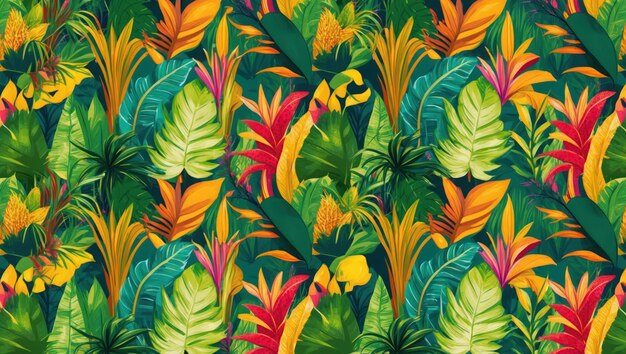 Vibrant tropical foliage pattern ideal for summerthemed designs