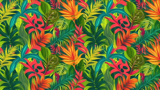 Vibrant tropical foliage pattern ideal for summerthemed designs