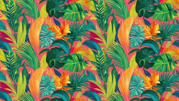 Photo vibrant tropical foliage pattern ideal for summerthemed designs