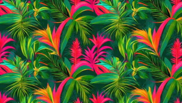 Photo a vibrant tropical foliage pattern perfect for summerthemed designs