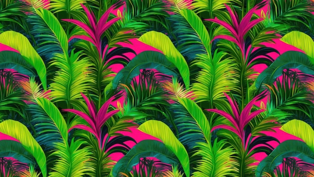 Photo a vibrant tropical foliage pattern perfect for summerthemed designs