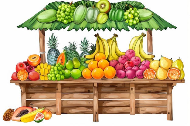 Photo vibrant tropical fruit stand illustration