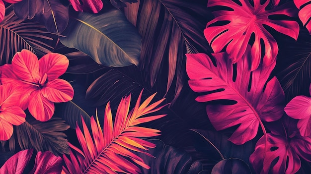 Photo vibrant tropical leaf pattern