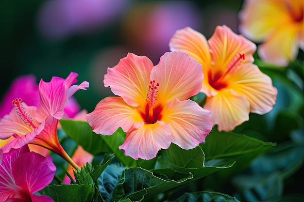 Vibrant tropical summer flowers background