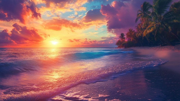 Vibrant Tropical Sunset A Colorful Display in Nature