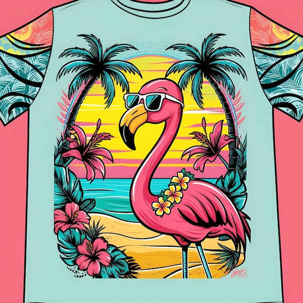 A vibrant tropical tshirt design illustration Generate AI